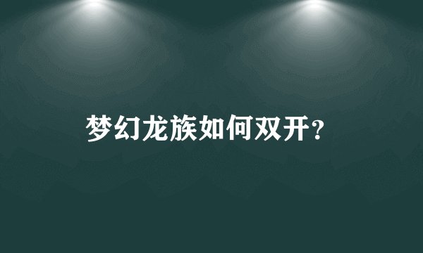 梦幻龙族如何双开？