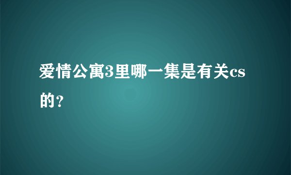 爱情公寓3里哪一集是有关cs的？