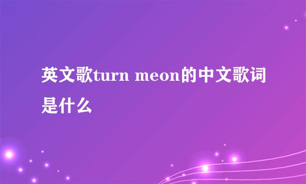 英文歌turn meon的中文歌词是什么