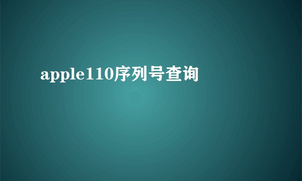 apple110序列号查询