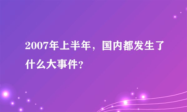 2007年上半年，国内都发生了什么大事件？