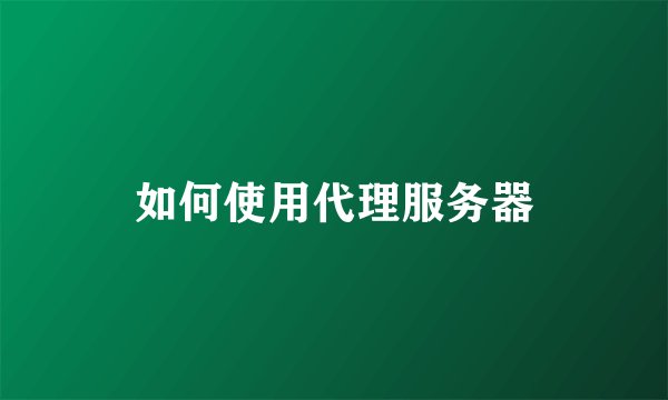 如何使用代理服务器