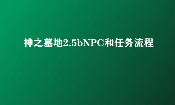 神之墓地2.5bNPC和任务流程