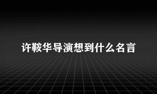 许鞍华导演想到什么名言