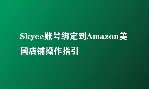 Skyee账号绑定到Amazon美国店铺操作指引