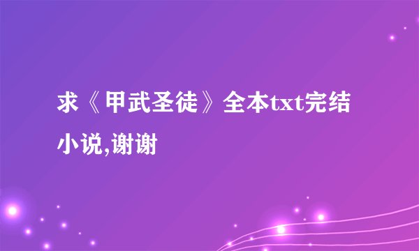 求《甲武圣徒》全本txt完结小说,谢谢