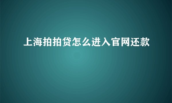 上海拍拍贷怎么进入官网还款