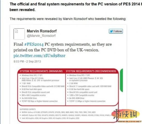 《实况足球2014》PC版最终官方配置要求确定