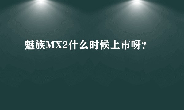 魅族MX2什么时候上市呀？