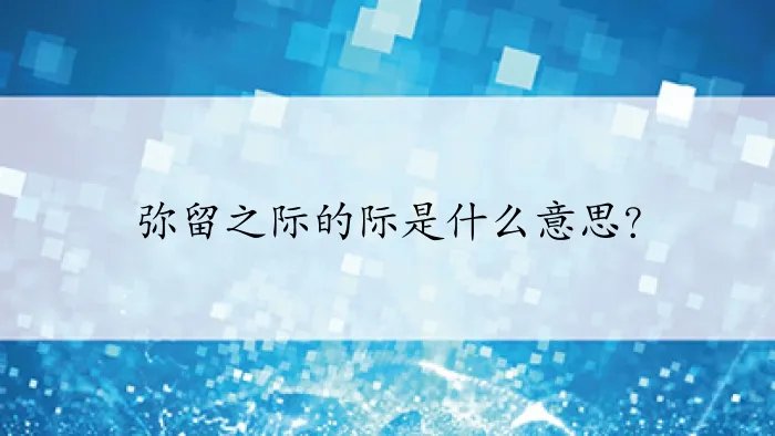 弥留之际的际是什么意思？