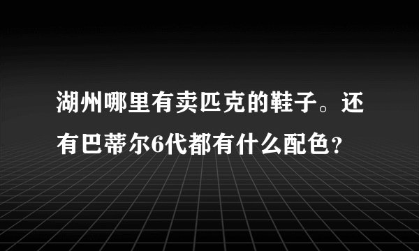 湖州哪里有卖匹克的鞋子。还有巴蒂尔6代都有什么配色?