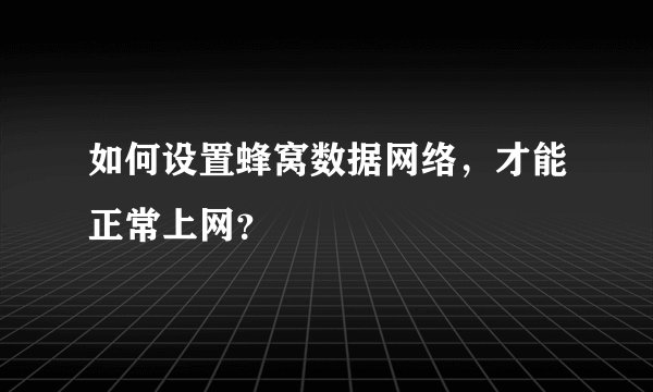 如何设置蜂窝数据网络，才能正常上网？