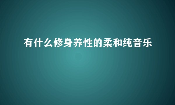 有什么修身养性的柔和纯音乐