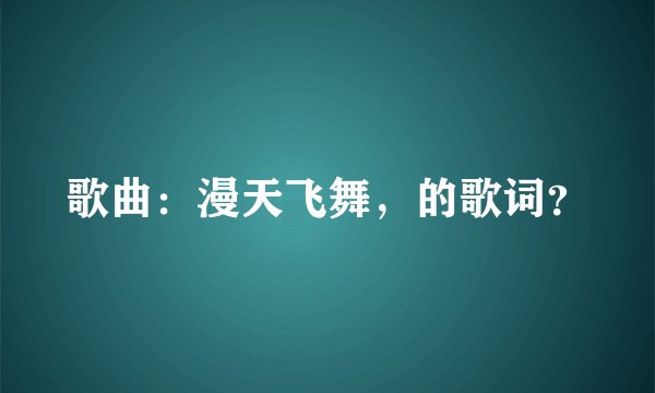 歌曲：漫天飞舞，的歌词？