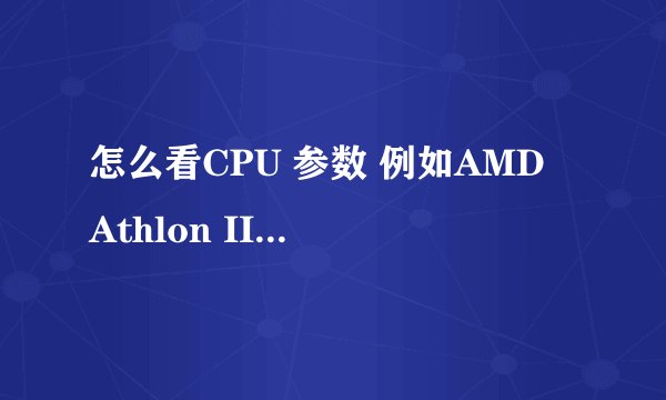 怎么看CPU 参数 例如AMD Athlon II X2 240 主要是后面