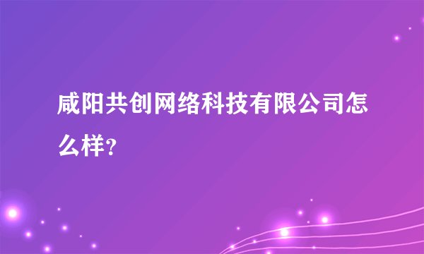 咸阳共创网络科技有限公司怎么样？