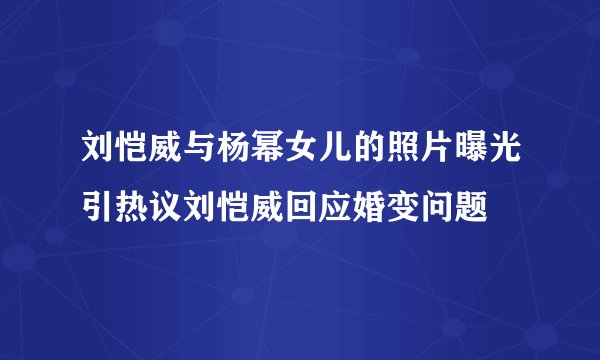 刘恺威与杨幂女儿的照片曝光引热议刘恺威回应婚变问题