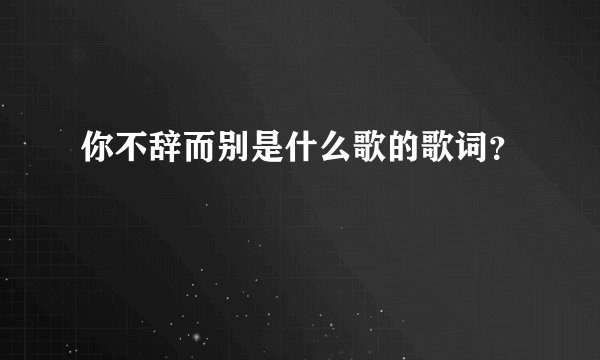 你不辞而别是什么歌的歌词？