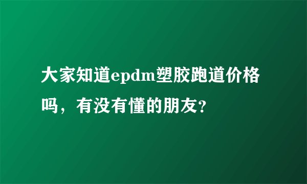 大家知道epdm塑胶跑道价格吗，有没有懂的朋友？