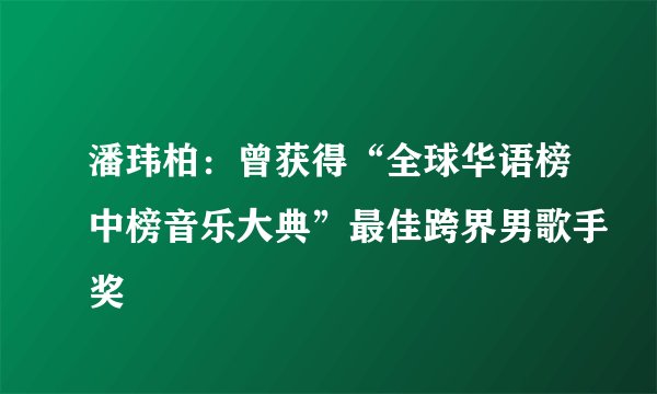 潘玮柏：曾获得“全球华语榜中榜音乐大典”最佳跨界男歌手奖