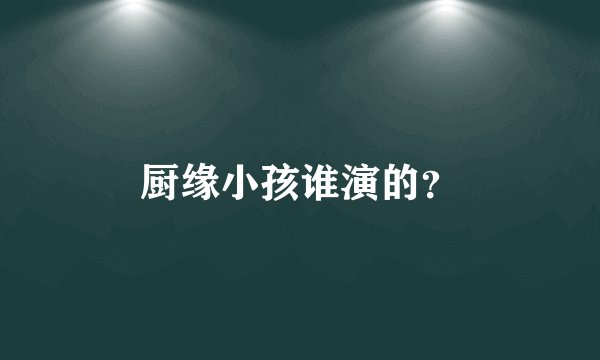 厨缘小孩谁演的？