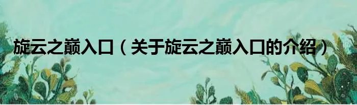 旋云之巅入口（关于旋云之巅入口的介绍）