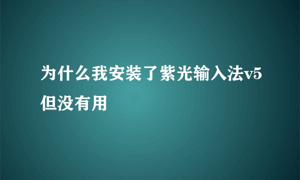 为什么我安装了紫光输入法v5但没有用