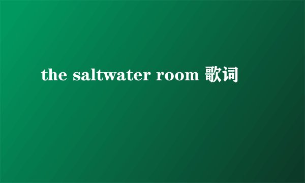 the saltwater room 歌词