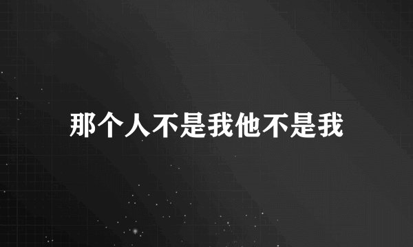 那个人不是我他不是我