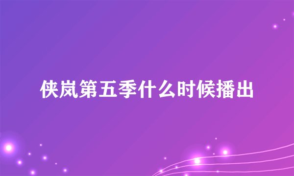 侠岚第五季什么时候播出