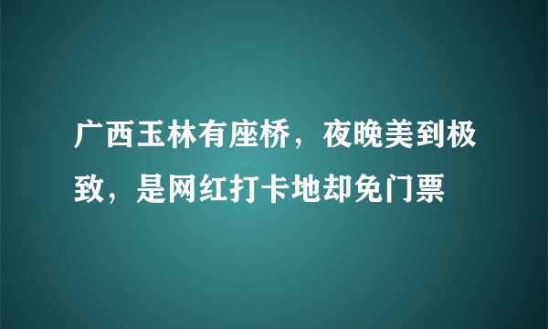 广西玉林有座桥，夜晚美到极致，是网红打卡地却免门票