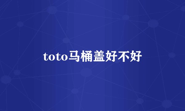toto马桶盖好不好
