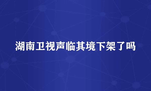 湖南卫视声临其境下架了吗