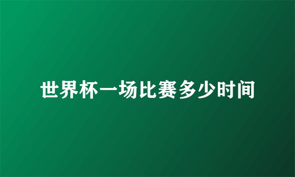 世界杯一场比赛多少时间