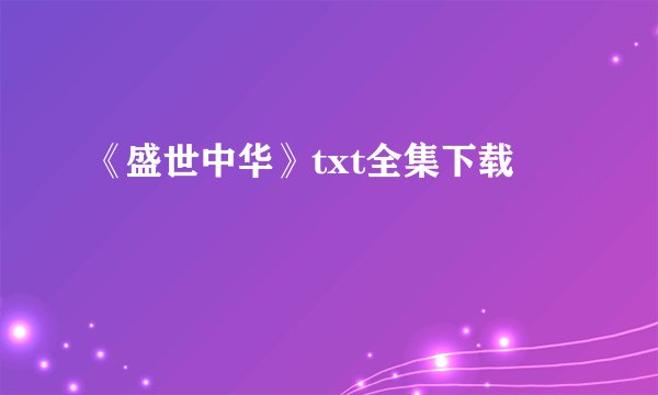 《盛世中华》txt全集下载