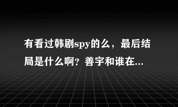 有看过韩剧spy的么，最后结局是什么啊？善宇和谁在一起了？