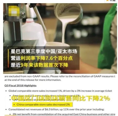星巴克业绩为什么下滑?