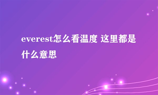 everest怎么看温度 这里都是什么意思