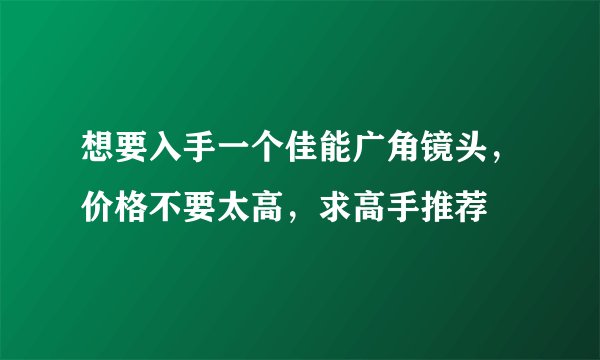 想要入手一个佳能广角镜头，价格不要太高，求高手推荐