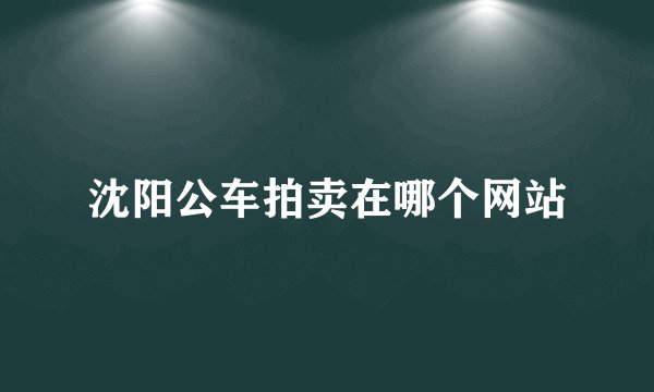 沈阳公车拍卖在哪个网站