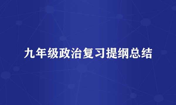 九年级政治复习提纲总结