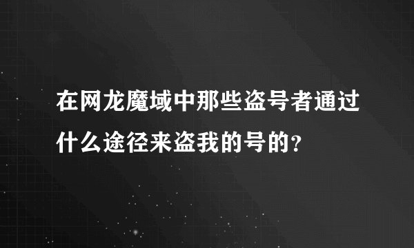 在网龙魔域中那些盗号者通过什么途径来盗我的号的？