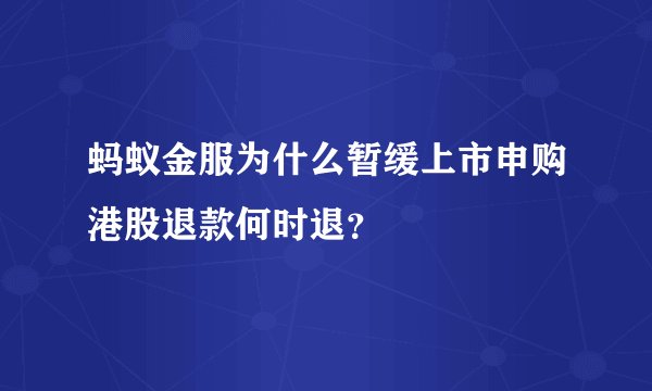 蚂蚁金服为什么暂缓上市申购港股退款何时退？