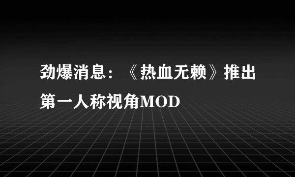 劲爆消息：《热血无赖》推出第一人称视角MOD