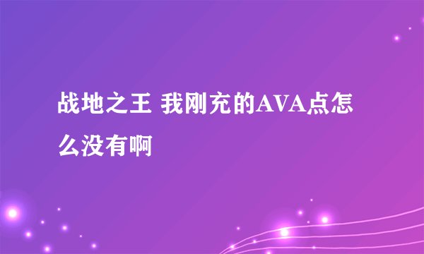 战地之王 我刚充的AVA点怎么没有啊