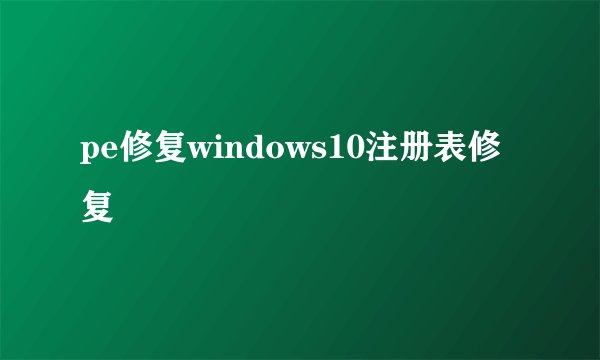 pe修复windows10注册表修复
