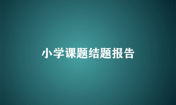小学课题结题报告
