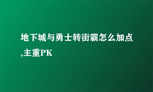 地下城与勇士转街霸怎么加点,主重PK