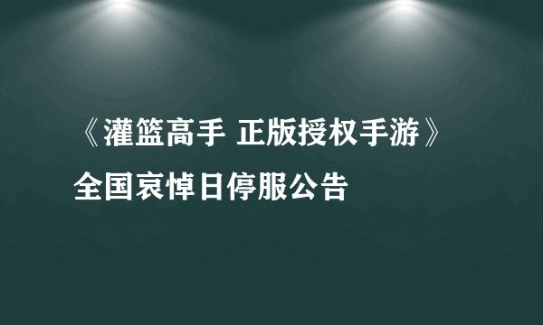 《灌篮高手 正版授权手游》全国哀悼日停服公告