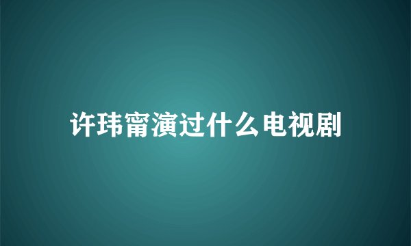 许玮甯演过什么电视剧